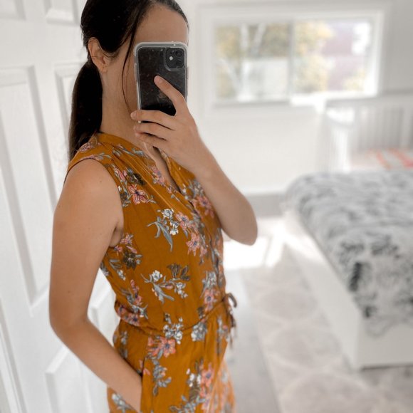 La Classe Couture Mustard Floral Print Mini Dress - Picture 4 of 5